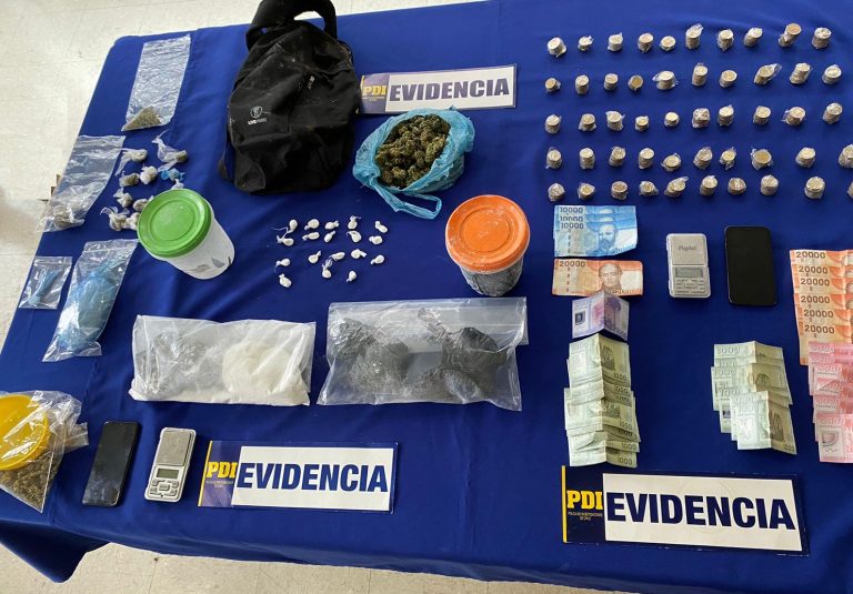 PDI incauta más de un kilo de cocaína deteniendo a tres personas por microtráfico de drogas en Victoria