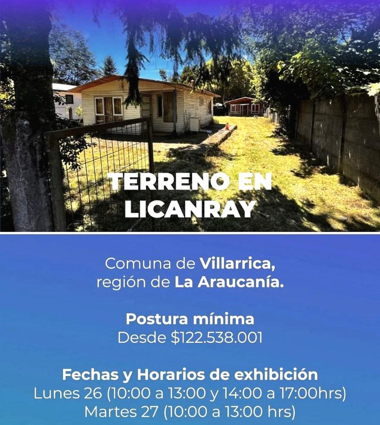 DICREP Araucanía  invita a participar en remate público de inmueble ubicado en Licanray