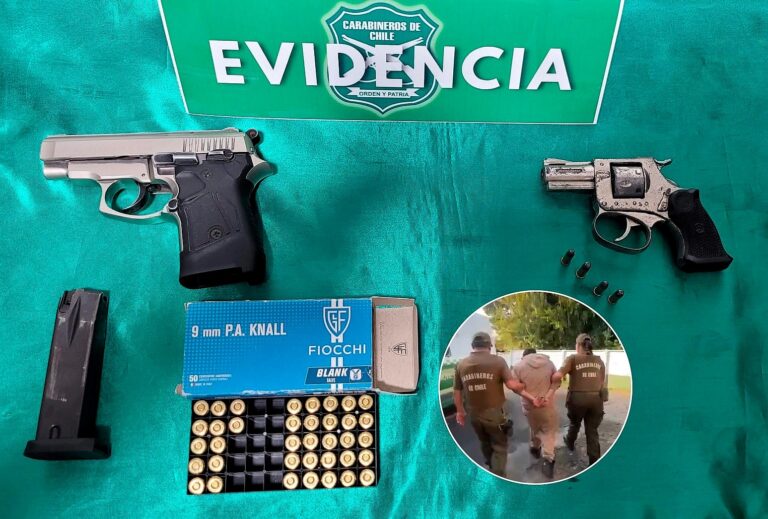 Carabineros detiene a adolescente que portaba dos armas de fuego y municiones en Tijeral