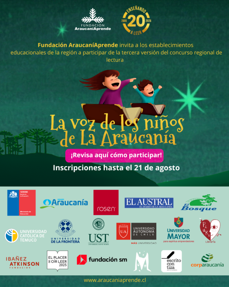  “La voz de los niños de La Araucanía” convoca a estudiantes de las 32 comunas de la región a leer en voz alta y disfrutar de la lectura